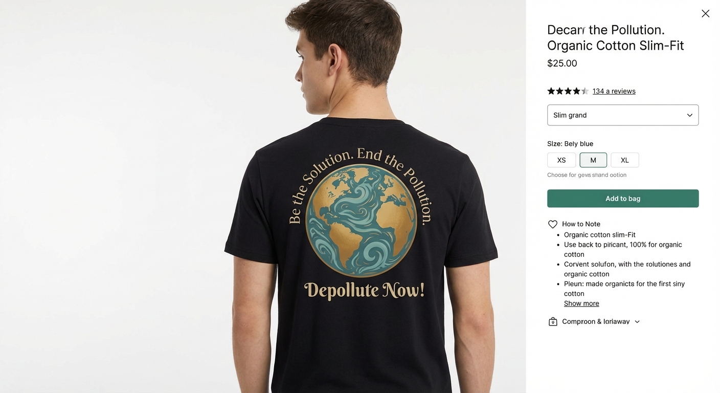 Depollute Now! Organic T-Shirt — Ocean Blue product photo