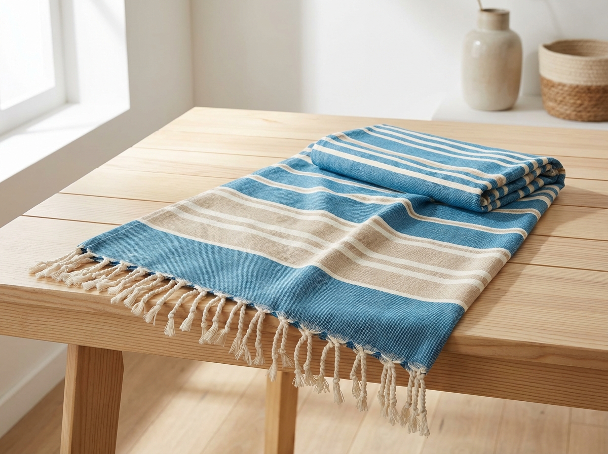 Hand-Woven Tunisian Fouta Towel product photo